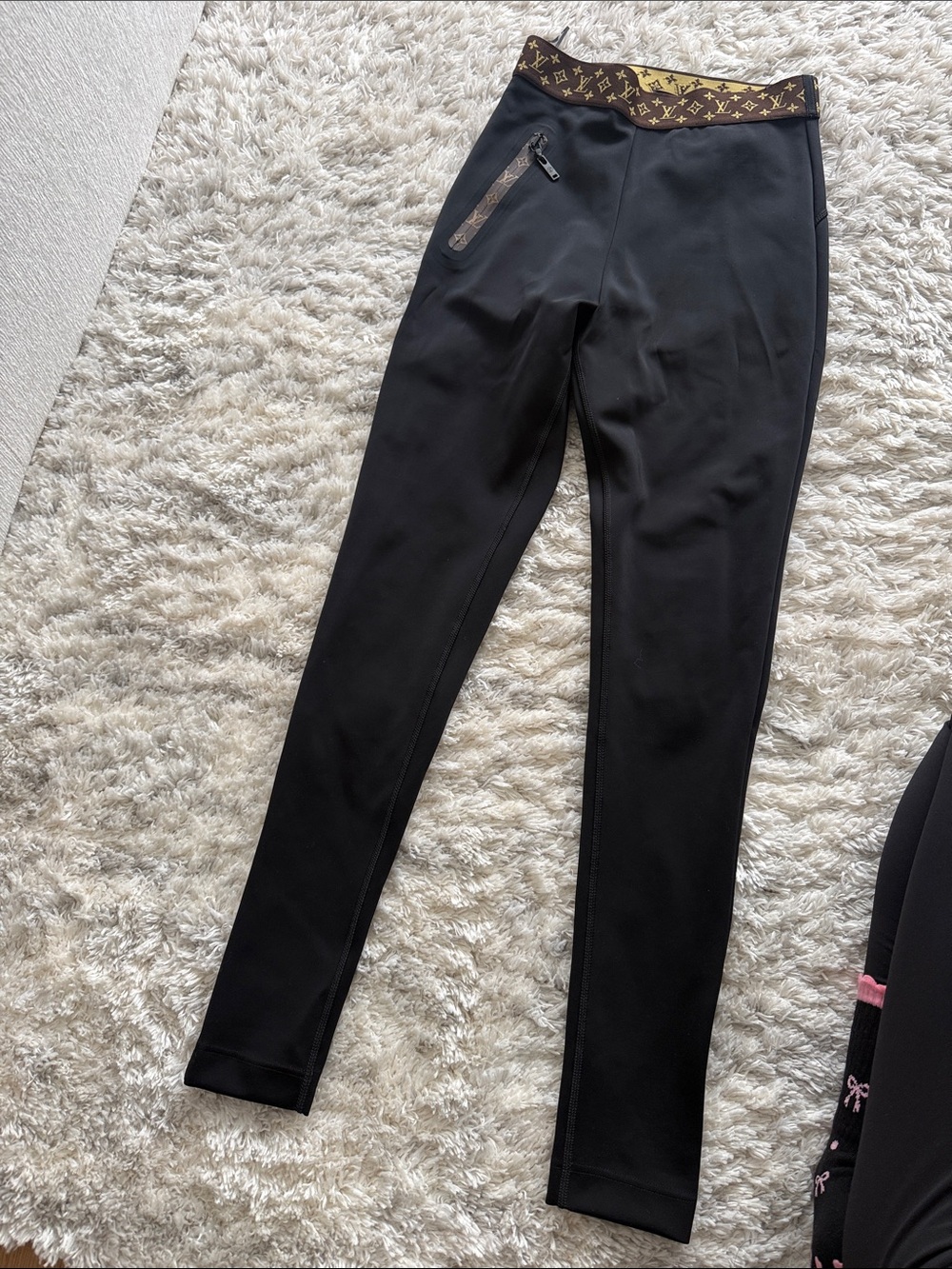 Louis Vuitton Black Leggings with Monogram Waistband